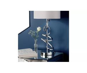 JAYOGLA Sculptural Swirl Table Light Statuesque and Sophisticated A Statement Piece for Any Room This Table Lamp Packs A Punch in Any Space Cool Chrome Elegant Swirls Soft Velvet Grey, JY404