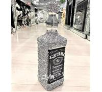 JAYOGLA Silver Crushed Diamond Display Wine Bottle With Glass Goblet Gift For Him/Her Glitter Figurine Shelf Sitter Present For All Occasion (J D Bottle)