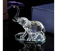 JAYOGLA Silver Crystal Crushed Diamond Animal Statue - Perfect for Living Room, Bedroom, Bathroom, Dining Room, Office, Table, Desk - Ideal For Gift And Decoration (Ceramic, Glass Elephant)