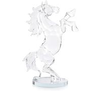 JAYOGLA Silver Crystal Crushed Diamond Animal Statue - Perfect for Living Room, Bedroom, Bathroom, Dining Room, Office, Table, Desk - Ideal For Gift And Decoration (Ceramic, Clear Glass Horse)