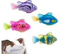 Jayol Electronic Engaging Pet Toy Fish, Waterproof LED Light Electronic Fish, Speeding up and Slowing Down Sway in Water, Twist Tail in a Lifelike Manner (4 PCS)