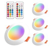 Jayool LED Recessed Ceiling Lights, 8W Colour Changing Downlights, Φ70-85mm Hole, Round Spotlights with Remote Control 12 RGB Colours with Timing, Warm White (2700K) 4 Pack