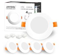 Jayool LED recessed Ceiling Lights Ultra Thin, 8W Round Downlights Ceiling Mounting Lamps, 800lm Daylight White, 5700K, Non- Dimmable, 4 Pack