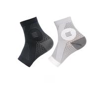 JaYouhe Unisex Plantar Fasciitis Socks, 2 PAIR Compression Foot Sleeves for Sport Arthritis Pain Relief, Ankle Support Brace (Black,Grey, M)