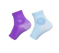JaYouhe Unisex Plantar Fasciitis Socks, 2 PAIR Compression Foot Sleeves for Sport Arthritis Pain Relief, Ankle Support Brace (Blue&Purple, XL)