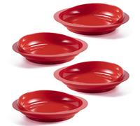 Jayour 4 Pack - Anti-Spill Scoop Plate with Lip Edge | Eating Utensils for Elderly Patients | Scoop Plates for Disabled Adults from Parkinsons, Stroke, Tremor | Non Skid Padded Bottom (Red)