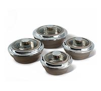 Jaypee Insulated Casserole Dishes | Serving Dishes With Glass Lid | Stainless Steel Inner | Keep Food Warm | Thermal Food Container | Hot Pot | Set of 4-1L, 1.5L,2L & 3L-By Nyra (Brown)