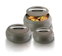 Jaypee Insulated Casserole Dishes | Serving Dishes With Lid | Stainless Steel Inner | Keep Food Warm | Thermal Food Container | Hot Pot | Set of 3-2L, 3L, 5L -By Nyra (Brown)