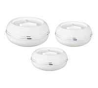 JAYPEE Palazio Mega 3 Piece Set Food Warmer Serving Pot Insulated Casserole Dishes With Lid Hot Pot Set White (2500ml, 3200ml, 5500ml)
