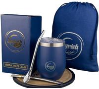 Jayrish Matte Gourd, 355 ml, Stainless Steel, Yerba Mate Cup, Modern Design, 2 Bombillas, Carry Bag, Cleaning Brush