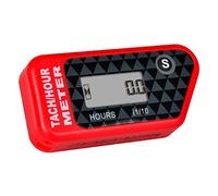 Jayron Digital LCD Tachometer Inductive Tach Hour Meter Display Max RPM Waterproof for Most Gas Engine Marine ATV Generator Lawn Tractor Motorcycle (red)