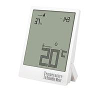 Jayron JR-TM100 Big LCD Indoor -10~50℃ Temperature and Humidity Meter with Clock(White)