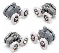 Jayruit 4pcs Shower Door Wheels, 25mm Twin Butterfly Top Bottom Rollers, Metal, 19/23/25/27mm Diameter x 6mm Wide, 6mm Hole Size, Adjustable, 2 Top + 2 Bottom Rollers