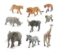 Jayruit 9Pcs Animal Model, Realistic Simulation Zoo Animal Model Toys for Ze-bra Lion Rhino Elephant Animals Figure Decoration