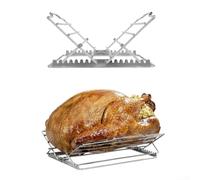 Jayruit Adjustable Turkey Roasting Rack, V-Shaped Stainless Steel Broiler Stand & Chicken Holder, Adjustable to 7 Positions for Oven & Grill, Dishwasher Safe and Easy to Clean