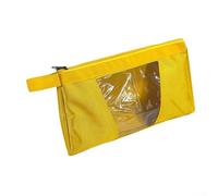Jayruit Canvas Tool Bag Made from Oxford Fabric Combined with Translucent PVC Panels, Full Zipper Design for Quick Access, Carry Handle and Loops for Hanging, Measures 340x190mm (Yellow)