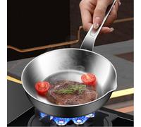 Jayruit Stainless Steel for MINI Egg Pan, With Spout 5.2-6.9 Inch Small Frying Skillet For Butter Sauce Induction Compatible Kitchen Cookware(L)