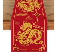 Jayruit Table Runner, Chinese Zodiac Dragon Design, Red, Polyester, 13 x 72 inches, Suitable For Daily Use And Special Occasions