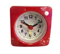 Jayruit Travel Mini Clock, Silent Quartz Bedside LED Desk Alarm Clock with Built in Light (red)