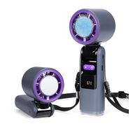 JAYS Handheld Turbo Fan with Ice Cooler, Powerful Portable Fans Up to 10H Cooling Mini Fans 270° Foldable Personal Rechargeable Fan 1-100 Speed LED Display & Night Light for Women Men Outdoor (Gray)