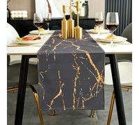 Jayusaror Table Runner Grey and Gold Modern Dining Table Centrepiece Marble Textured Abstract Art Washable Farmhouse Small Table Runner for Coffee Dining Dresser End Table Bedroom 40 x 140 cm