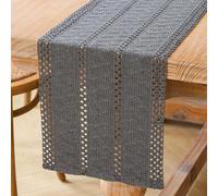 Jayusaror Table Runner Grey Boho Macrame Modern Spring Farmhouse Small Tablecloth Narrow Country House Style Rustic Table Runner Cotton Linen Table Runner for Wedding Party Decoration 30 x 100 cm