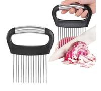 JAYVAR Large Onion Holder for Slicing, Large Onion Cutter Vegetable Chopper, Stainless Steel Tomato Slicer for Potato Lemon, Practical Meat Tenderizer Tool, Kitchen Food Slicer Guide for Neat Slicing