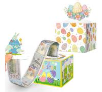 Jaywayang 2PCS Easter Surprise Money Box for Cash Gift, Happy Easter Money Gift Box with Card and Cash Holder for Kids Adults, DIY Fun Holiday Cash Box, Includes 100Pcs Transparent Bags.