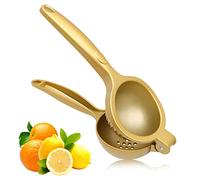 JAYWAYNE Lemon Squeezer, Large Citrus Juicer and Lemon Juicer Hand Press Heavy Duty Lime Squeezer Easy Squeeze Manual Juicer Metal Hand Juicer Kitchen Tools and Gadgets For Making Fresh Juice (Gold)