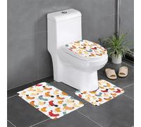 JAYWIS A Brood of Chickens -Print Flannel Non-Slip Rug Set 24X16In, 3-Piece Soft Mat For Bathroom & Toilet Area, Skid-Resistant.