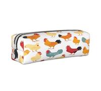 JAYWIS (A Brood of Chickens) Print Leather Pencil Case with Zipper Handmade Crossgrain,Compact for School,Office & Travel