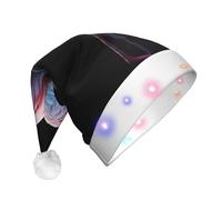 JAYWIS Abstract flamingo -Print Adult Plush Light-Up Christmas Hat Led Effects, Festive Santa Headwear For Parties Gatherings Events.