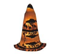 JAYWIS Africa Giraffe Majestic Tree -Print Youth Hooded Cape - Printed Adjustable Cloak For Teens, Halloween Adventures, Parties & Festive Appare M