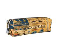 JAYWIS (Ancient Egypt Tribe Series) Print Leather Pencil Case with Zipper Handmade Crossgrain,Compact for School,Office & Travel
