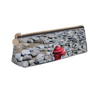 JAYWIS (Beach Colored Pebbles) Print Triangular Leather Pencil Case-Crossgrain Organizer for School, Office & Travel,Premium Zipper Design