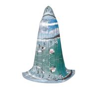 JAYWIS Beach Surf -Print Youth Hooded Cape - Printed Adjustable Cloak For Teens, Halloween Adventures, Parties & Festive Appare L
