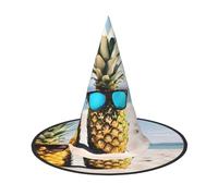JAYWIS Beach Two Pineapples Sea -Print Full Coverage Halloween Hat Adult - Packable Witch Headwear For Renaissance Fairs, Gothic Parties & Festivals