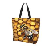 JAYWIS Bee Honeybee -Print Spacious Women's Shoulder Bag - Lightweight Water-Repellent Tote For Shopping & Commute, Roomy Main Compartment, Carry As Purse
