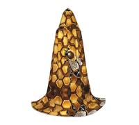 JAYWIS Bee Honeybee -Print Youth Hooded Cape - Printed Adjustable Cloak For Teens, Halloween Adventures, Parties & Festive Appare S