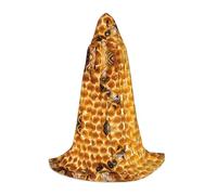 JAYWIS Bee On comb -Print Youth Hooded Cape - Printed Adjustable Cloak For Teens, Halloween Adventures, Parties & Festive Appare S