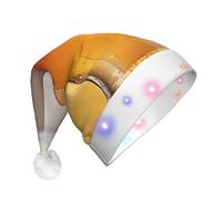 JAYWIS Beer Bubble -Print Adult Plush Light-Up Christmas Hat Led Effects, Festive Santa Headwear For Parties Gatherings Events.