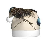 JAYWIS Birds Nest -Print Adult Plush Christmas Hat Santa Style Pom-Pom, Warm Soft Holiday Headwear For Parties Christmas Celebration.