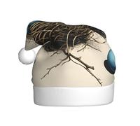 JAYWIS Birds Nest -Print Adult Plush Christmas Hat Santa Style Pom-Pom, Warm Soft Holiday Headwear For Parties Christmas Celebration.