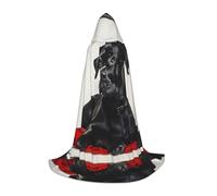 JAYWIS black dog -Print Youth Hooded Cape - Printed Adjustable Cloak For Teens, Halloween Adventures, Parties & Festive Appare L