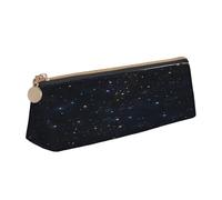 JAYWIS (Black Glitter) Print Triangular Leather Pencil Case-Crossgrain Organizer for School, Office & Travel,Premium Zipper Design