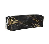 JAYWIS (Black Marble) Print Leather Pencil Case with Zipper Handmade Crossgrain,Compact for School,Office & Travel