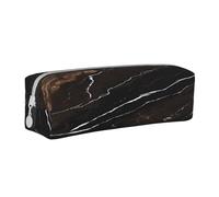 JAYWIS (Black Rose Gold Marble) Print Leather Pencil Case with Zipper Handmade Crossgrain,Compact for School,Office & Travel