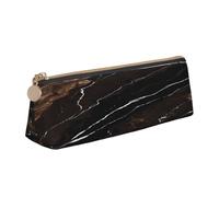 JAYWIS (Black Rose Gold Marble) Print Triangular Leather Pencil Case-Crossgrain Organizer for School, Office & Travel,Premium Zipper Design
