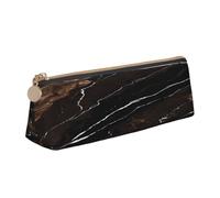 JAYWIS (Black Rose Gold Marble) Print Triangular Leather Pencil Case-Crossgrain Organizer for School, Office & Travel,Premium Zipper Design