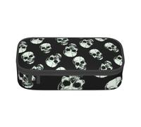 JAYWIS Black Skull Print Pencil Case, Big Capacity Pencil Cases for High School College Office Students Women Adults School Office Stationary Organiser Holder